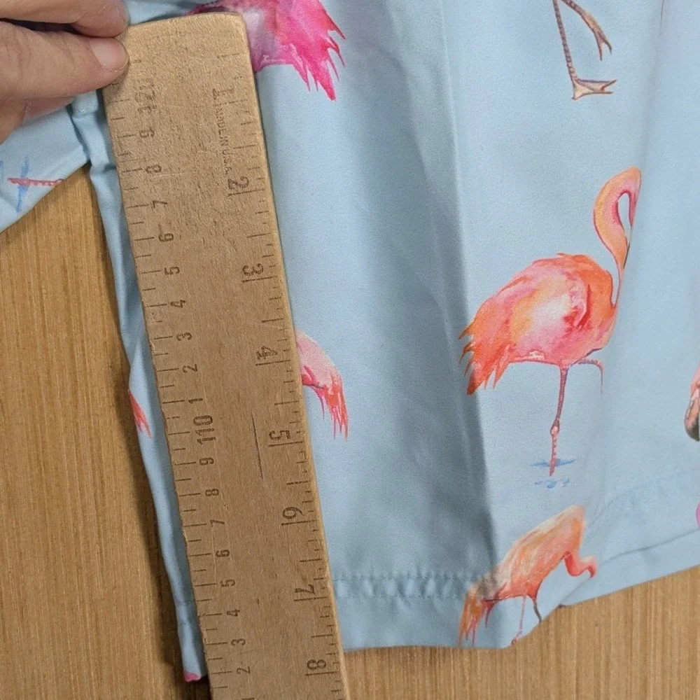 Spicy Tuna Mens XL Swim Trunks Flamingo Light‎ Blue Drawstring Lined Beach New